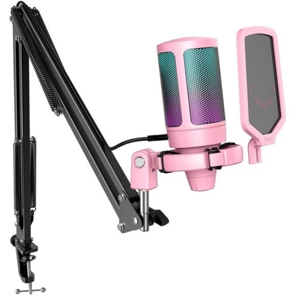 Gaming USB Microphone Kit, PC Streaming Recording Computer RGB Microphone Set - Picture 1 of 6